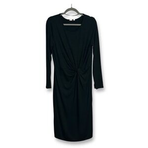 GAP Black Knit Midi Dress Twist Front Long‎ Sleeve Casual Womens Large